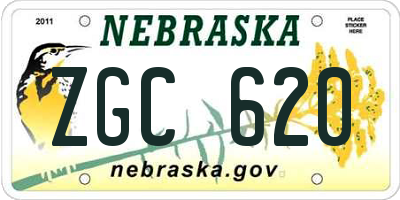 NE license plate ZGC620