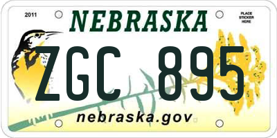 NE license plate ZGC895