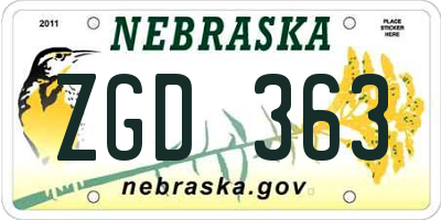 NE license plate ZGD363