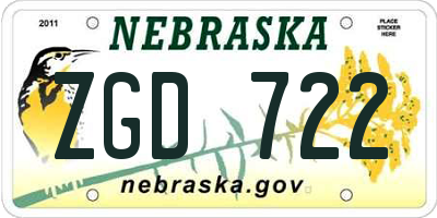 NE license plate ZGD722