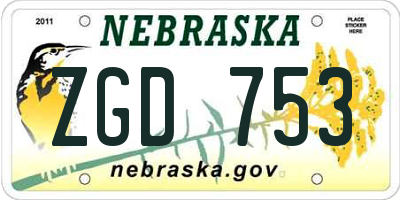 NE license plate ZGD753