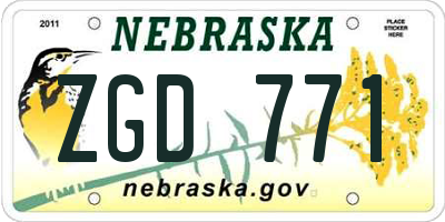 NE license plate ZGD771
