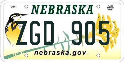 NE license plate ZGD905