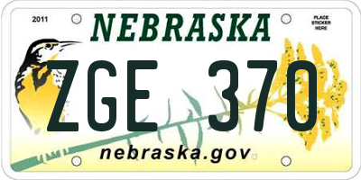 NE license plate ZGE370