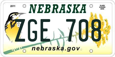 NE license plate ZGE708
