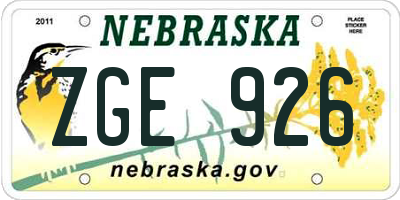 NE license plate ZGE926