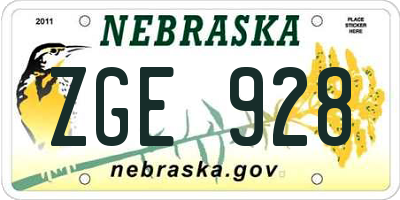 NE license plate ZGE928