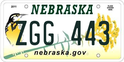NE license plate ZGG443