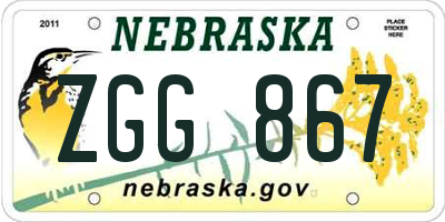 NE license plate ZGG867