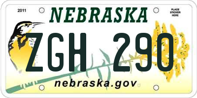 NE license plate ZGH290