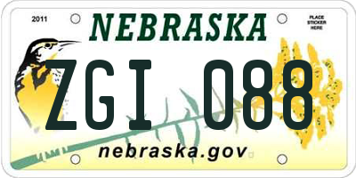 NE license plate ZGI088