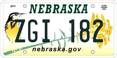 NE license plate ZGI182