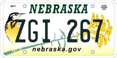 NE license plate ZGI267