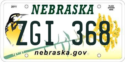 NE license plate ZGI368