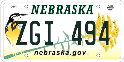 NE license plate ZGI494