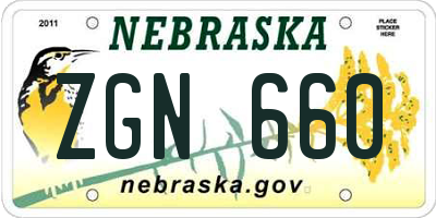 NE license plate ZGN660