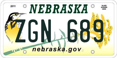NE license plate ZGN689