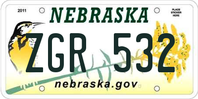 NE license plate ZGR532