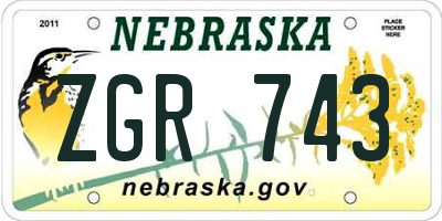 NE license plate ZGR743