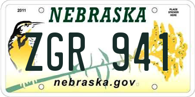 NE license plate ZGR941