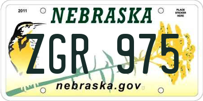 NE license plate ZGR975