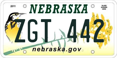 NE license plate ZGT442