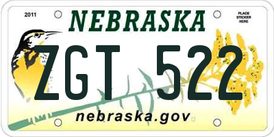 NE license plate ZGT522