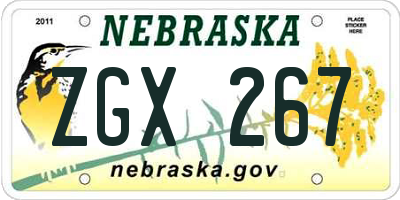 NE license plate ZGX267