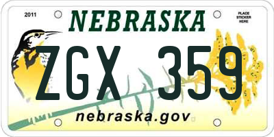 NE license plate ZGX359