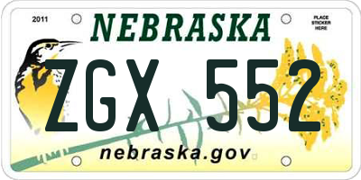 NE license plate ZGX552