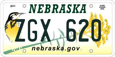 NE license plate ZGX620