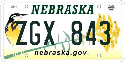 NE license plate ZGX843