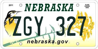 NE license plate ZGY327