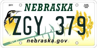 NE license plate ZGY379