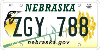 NE license plate ZGY788