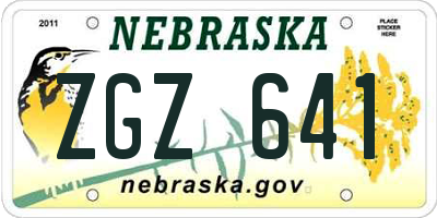 NE license plate ZGZ641