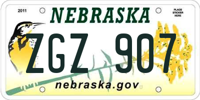 NE license plate ZGZ907