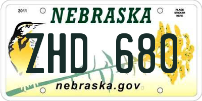 NE license plate ZHD680