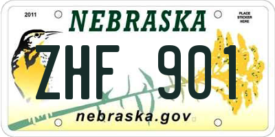 NE license plate ZHF901