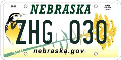NE license plate ZHG030