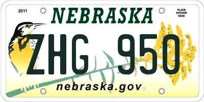 NE license plate ZHG950