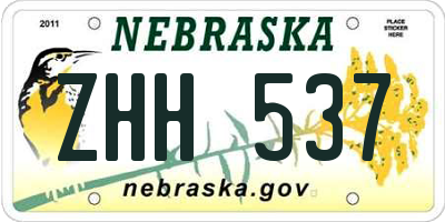 NE license plate ZHH537