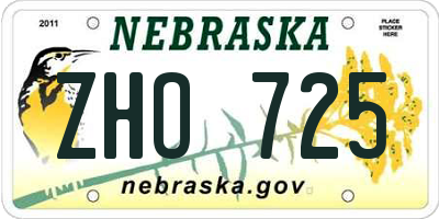 NE license plate ZHO725