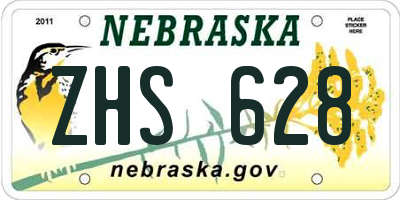 NE license plate ZHS628