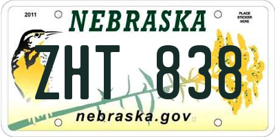 NE license plate ZHT838
