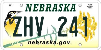 NE license plate ZHV241