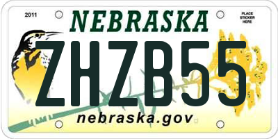 NE license plate ZHZB55