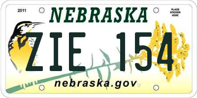 NE license plate ZIE154