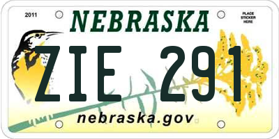 NE license plate ZIE291