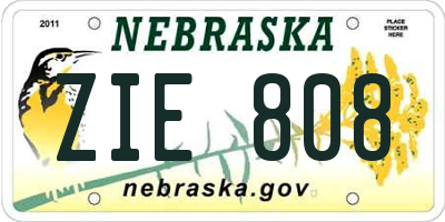 NE license plate ZIE808